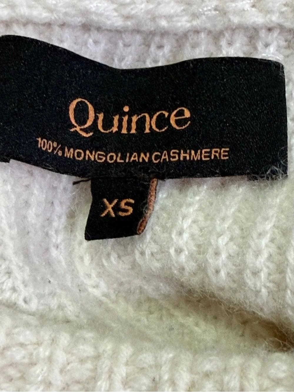 Quince 100% Mongolian Cashmere Fisherman Crewneck Sweater Ivory Cream XS